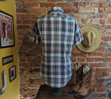 1970s Men's Vintage SEARS Sportswear Western Style Short Sleeve Cotton Blend Plaid Shirt by Sears - Size MEDIUM