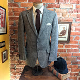 1970s Tweed Men's Vintage Suit Jacket Gray, Brown & White Wool Blazer / Sport Coat by Botany '500' - Size 40 (MEDIUM)