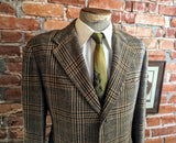 1960s Mod Men's 3 Button Wool Tweed Suit Jacket Brown Plaid Blazer / Sport Coat by Stanley Blacker - Size 40 (MEDIUM)