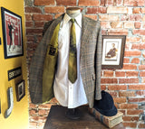 1960s Mod Men's 3 Button Wool Tweed Suit Jacket Brown Plaid Blazer / Sport Coat by Stanley Blacker - Size 40 (MEDIUM)
