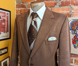 1970s Ultrasuede Suit Jacket Disco Era Men's Vintage Brown Sport Coat / Blazer WFF Designer Series by FARAH - Size 42 (LARGE)