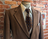 1970s Ultrasuede Suit Jacket Disco Era Men's Vintage Brown Sport Coat / Blazer WFF Designer Series by FARAH - Size 42 (LARGE)