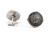 1960s Guadeloupe Coin Cufflinks Men's Vintage Silver Tone Metal Cufflink Set with Coins from French overseas department in the Caribbean