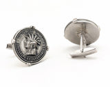 1960s Guadeloupe Coin Cufflinks Men's Vintage Silver Tone Metal Cufflink Set with Coins from French overseas department in the Caribbean