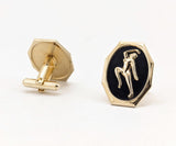 1950s Risqué Nude Lady Cufflinks Men's Vintage Gold Tone Metal Cufflink Set with Naked Woman Figure Mad Men Era Rockabilly Pin-up