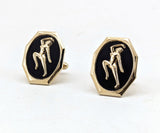 1950s Risqué Nude Lady Cufflinks Men's Vintage Gold Tone Metal Cufflink Set with Naked Woman Figure Mad Men Era Rockabilly Pin-up