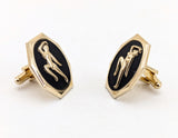 1950s Risqué Nude Lady Cufflinks Men's Vintage Gold Tone Metal Cufflink Set with Naked Woman Figure Mad Men Era Rockabilly Pin-up