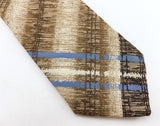 1970s Abstract Plaid Brown & Tan Tie Disco Era Men's Vintage 100% Imported Polyester Necktie by Beau Brummell