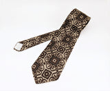 1970s Wide Disco Era Tie Vintage Polyester Necktie with woven brown designs Styled for La Bella Collection