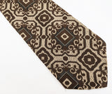 1970s Wide Disco Era Tie Vintage Polyester Necktie with woven brown designs Styled for La Bella Collection